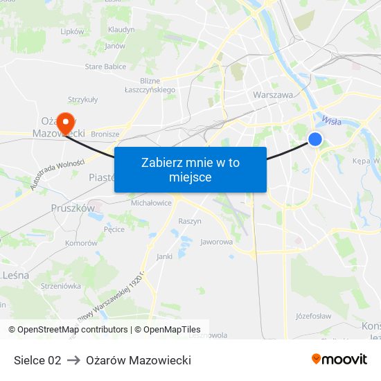 Sielce to Ożarów Mazowiecki map