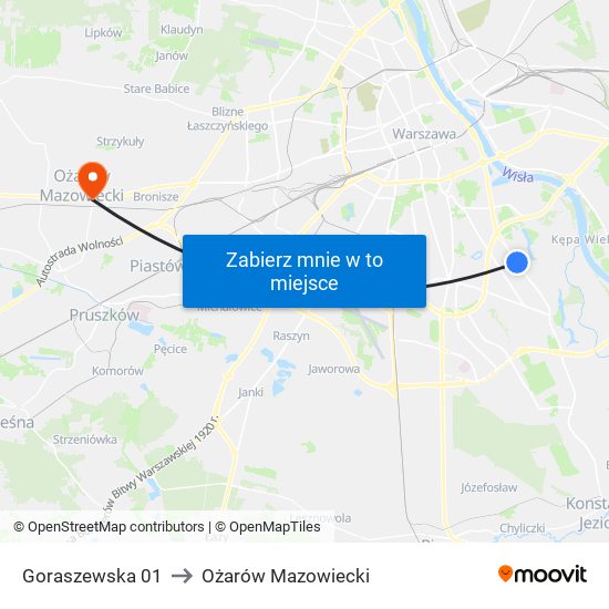 Goraszewska 01 to Ożarów Mazowiecki map