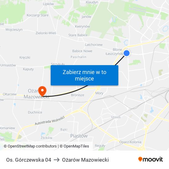 Os. Górczewska 04 to Ożarów Mazowiecki map