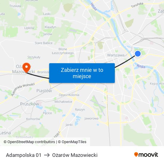 Adampolska 01 to Ożarów Mazowiecki map