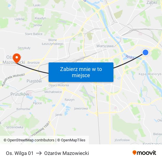 Os. Wilga 01 to Ożarów Mazowiecki map