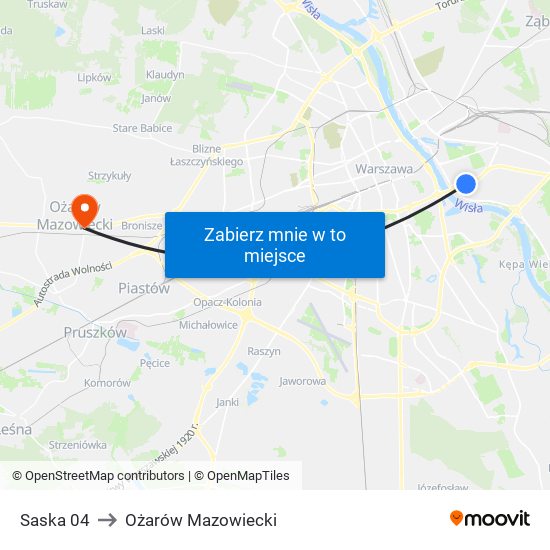 Saska 04 to Ożarów Mazowiecki map