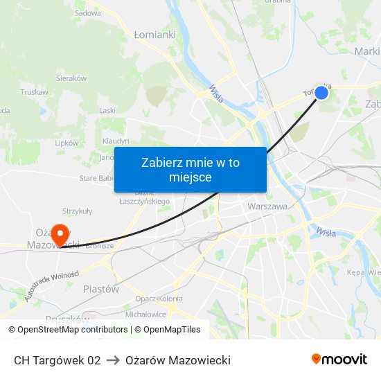 CH Targówek 02 to Ożarów Mazowiecki map