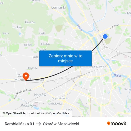 Rembielińska 01 to Ożarów Mazowiecki map