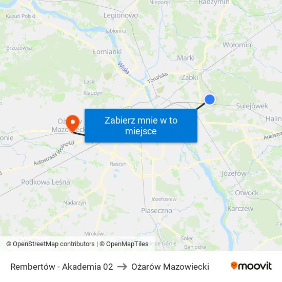 Rembertów - Akademia 02 to Ożarów Mazowiecki map