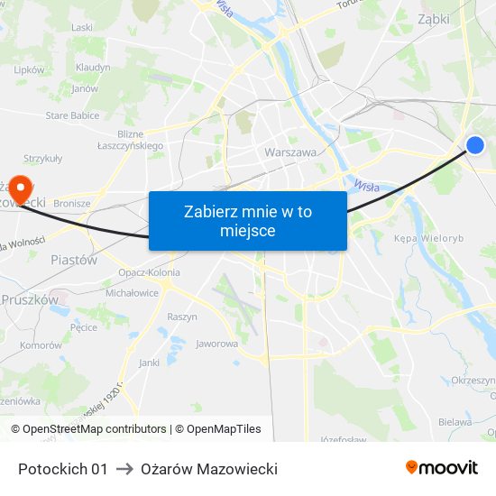 Potockich 01 to Ożarów Mazowiecki map