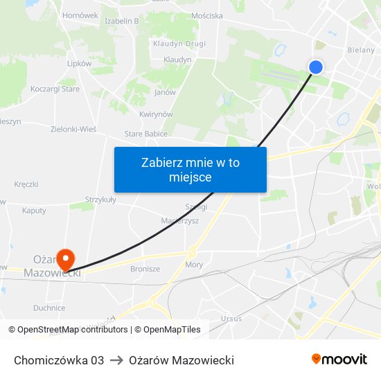 Chomiczówka 03 to Ożarów Mazowiecki map