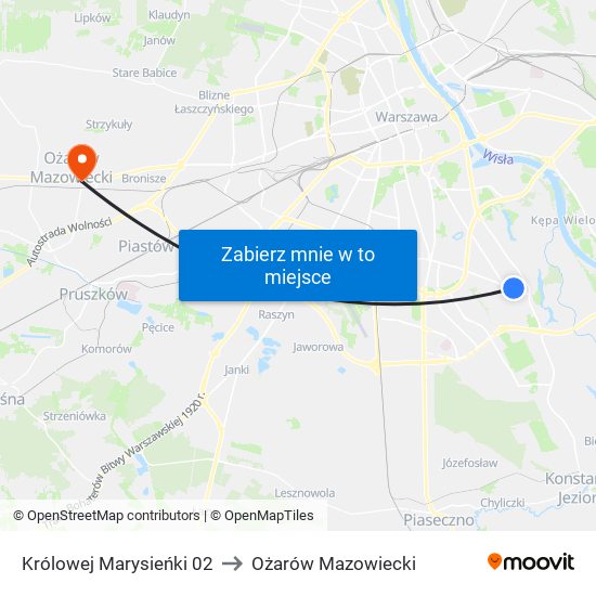 Królowej Marysieńki to Ożarów Mazowiecki map