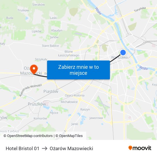 Hotel Bristol 01 to Ożarów Mazowiecki map