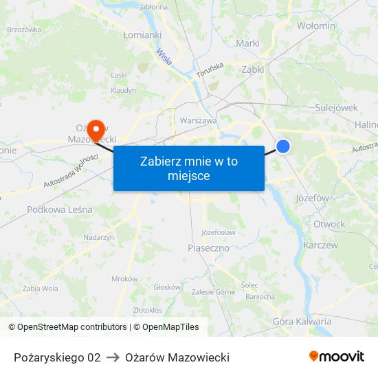 Pożaryskiego 02 to Ożarów Mazowiecki map