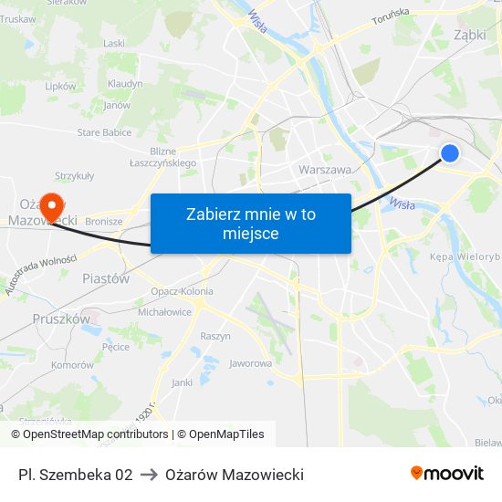 Pl. Szembeka 02 to Ożarów Mazowiecki map