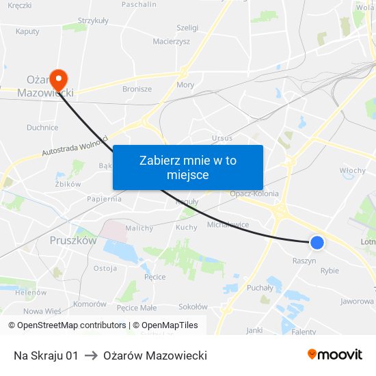 Na Skraju to Ożarów Mazowiecki map