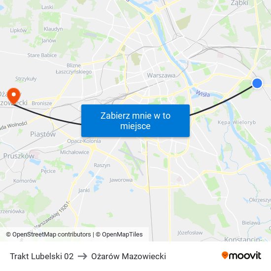 Trakt Lubelski 02 to Ożarów Mazowiecki map