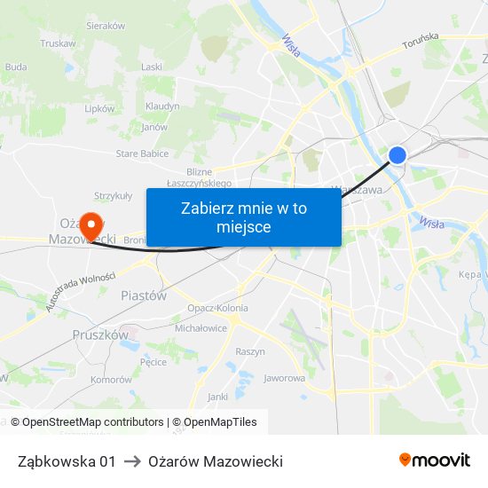 Ząbkowska to Ożarów Mazowiecki map