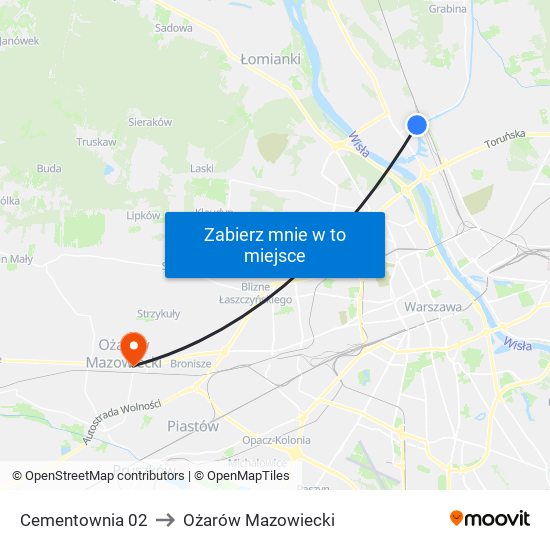 Cementownia to Ożarów Mazowiecki map