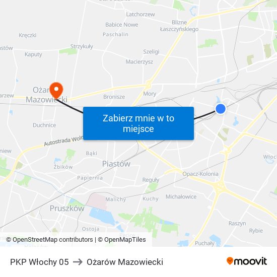 PKP Włochy 05 to Ożarów Mazowiecki map