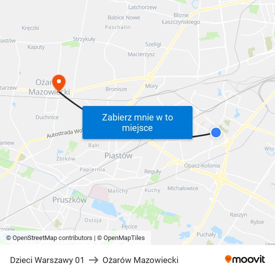 Dzieci Warszawy to Ożarów Mazowiecki map