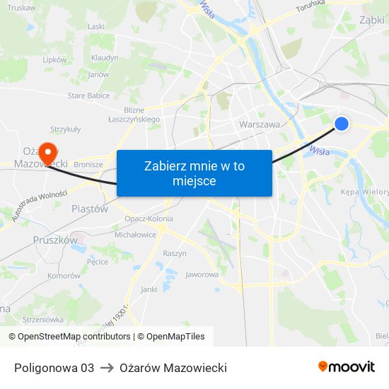 Poligonowa 03 to Ożarów Mazowiecki map