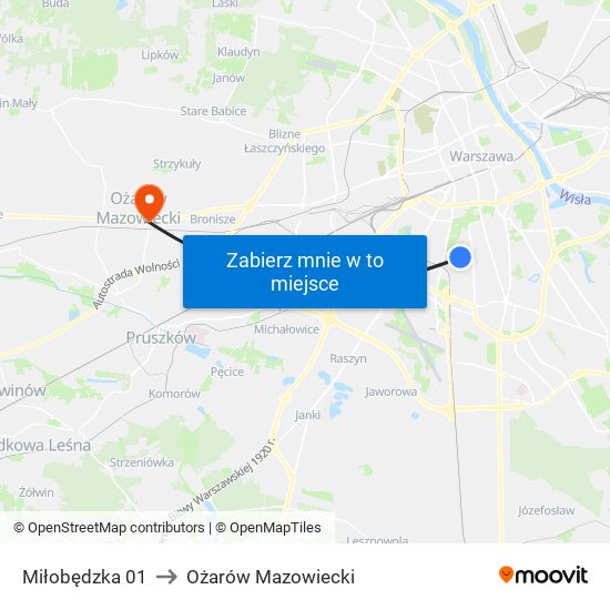 Miłobędzka 01 to Ożarów Mazowiecki map