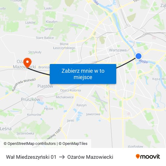 Wał Miedzeszyński 01 to Ożarów Mazowiecki map