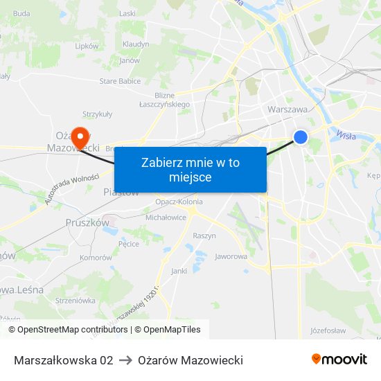 Marszałkowska 02 to Ożarów Mazowiecki map