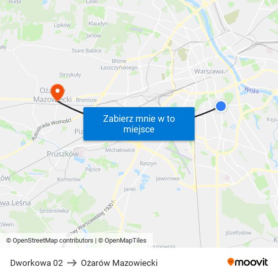 Dworkowa 02 to Ożarów Mazowiecki map