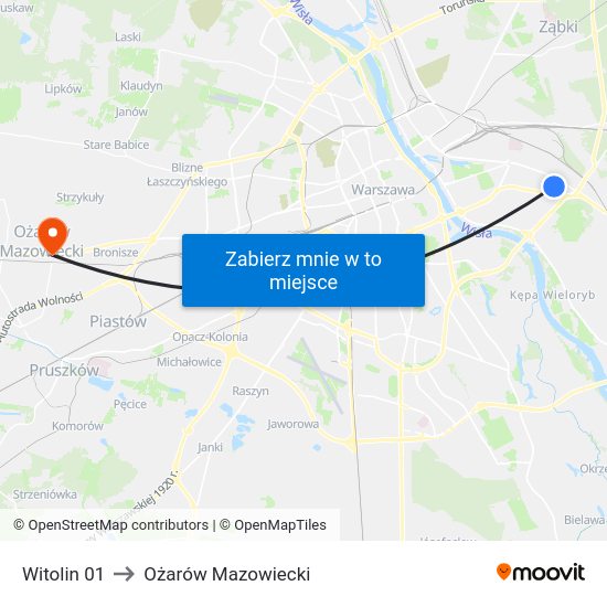 Witolin to Ożarów Mazowiecki map