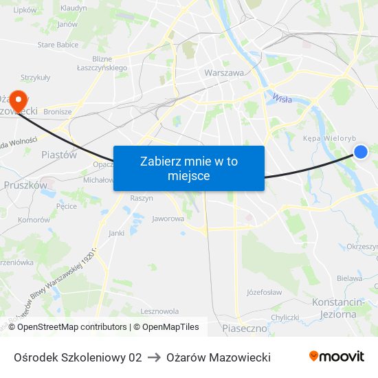 Ośrodek Szkoleniowy 02 to Ożarów Mazowiecki map