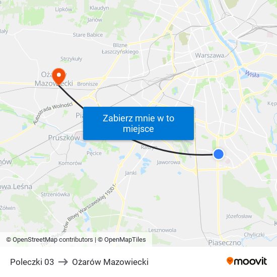 Poleczki 03 to Ożarów Mazowiecki map