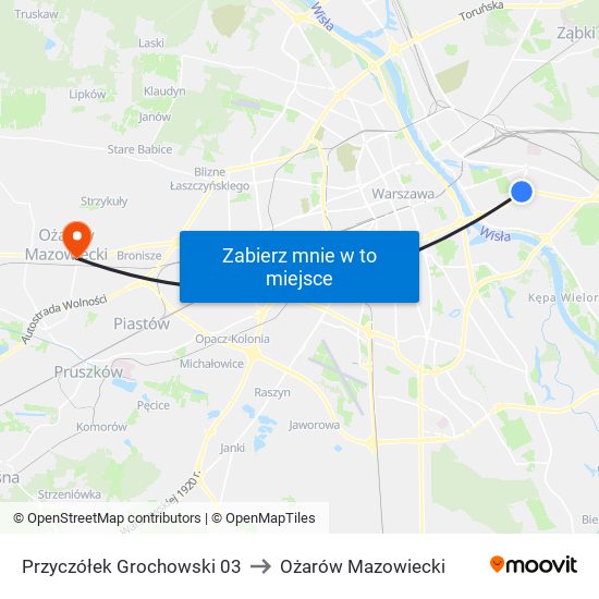 Przyczółek Grochowski 03 to Ożarów Mazowiecki map