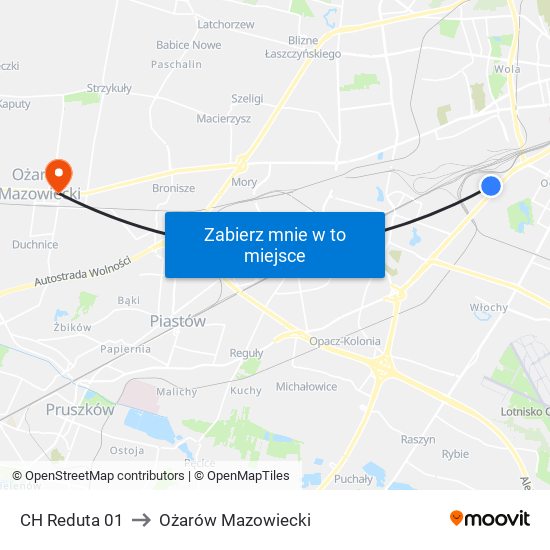 CH Reduta 01 to Ożarów Mazowiecki map