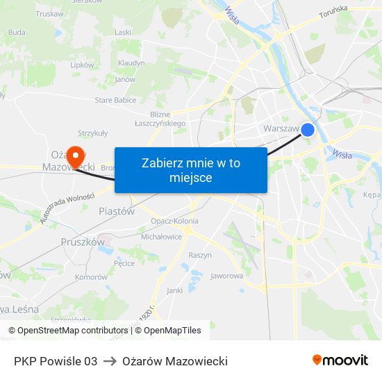 PKP Powiśle 03 to Ożarów Mazowiecki map