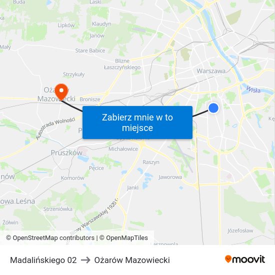 Madalińskiego 02 to Ożarów Mazowiecki map