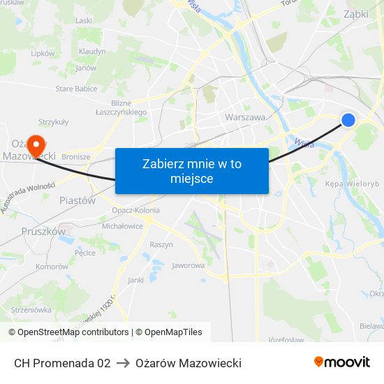 CH Promenada 02 to Ożarów Mazowiecki map