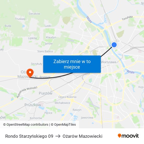 Rondo Starzyńskiego to Ożarów Mazowiecki map