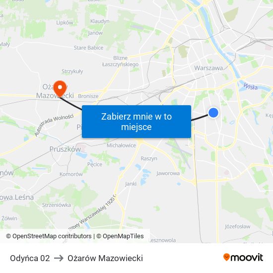 Odyńca to Ożarów Mazowiecki map