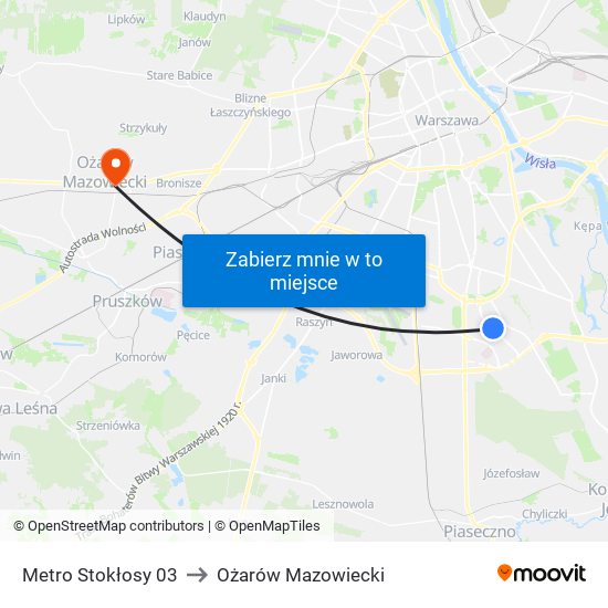 Metro Stokłosy 03 to Ożarów Mazowiecki map