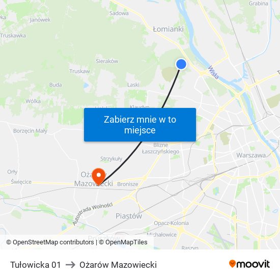 Tułowicka 01 to Ożarów Mazowiecki map