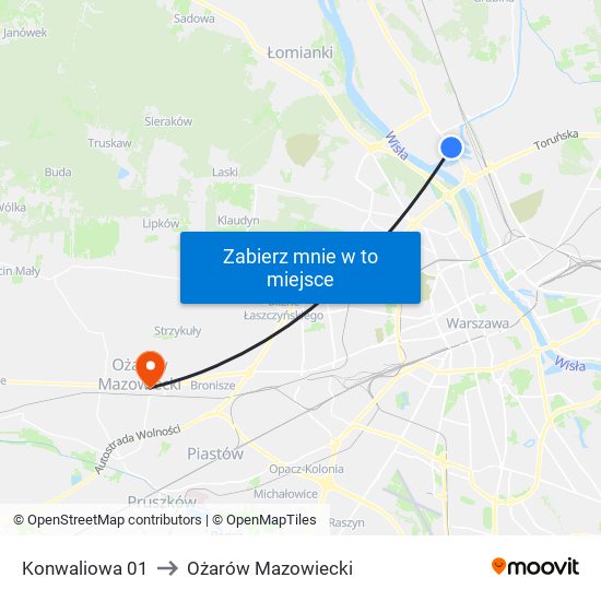 Konwaliowa 01 to Ożarów Mazowiecki map