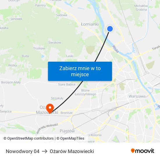 Nowodwory 04 to Ożarów Mazowiecki map