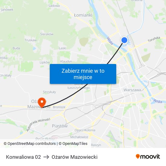 Konwaliowa 02 to Ożarów Mazowiecki map