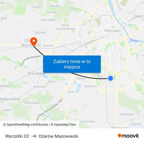 Wyczółki 02 to Ożarów Mazowiecki map