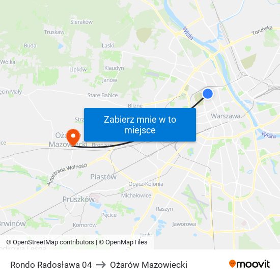 Rondo Radosława 04 to Ożarów Mazowiecki map