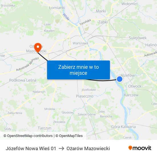 Józefów Nowa Wieś 01 to Ożarów Mazowiecki map