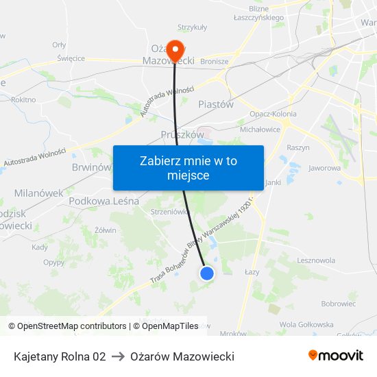 Kajetany Rolna to Ożarów Mazowiecki map