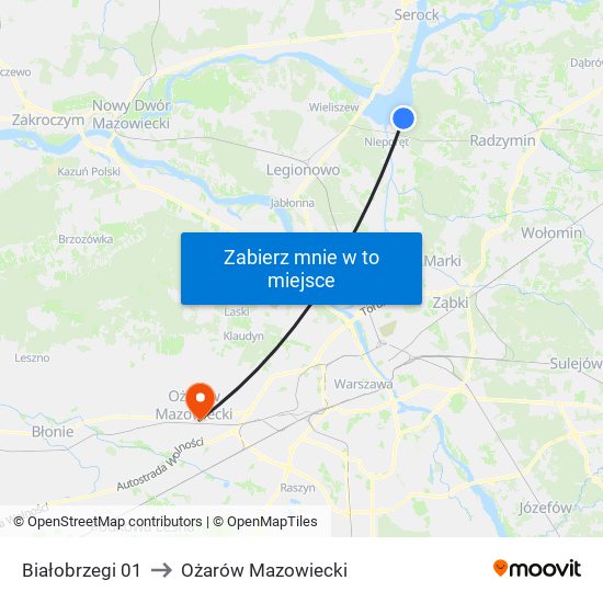 Białobrzegi 01 to Ożarów Mazowiecki map