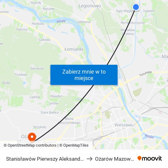 Stanisławów Pierwszy Aleksandrów 01 to Ożarów Mazowiecki map