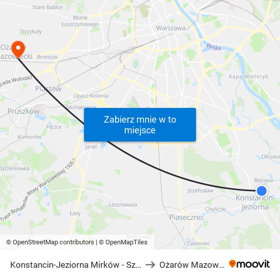 Konstancin-Jeziorna Mirków - Szkoła 02 to Ożarów Mazowiecki map