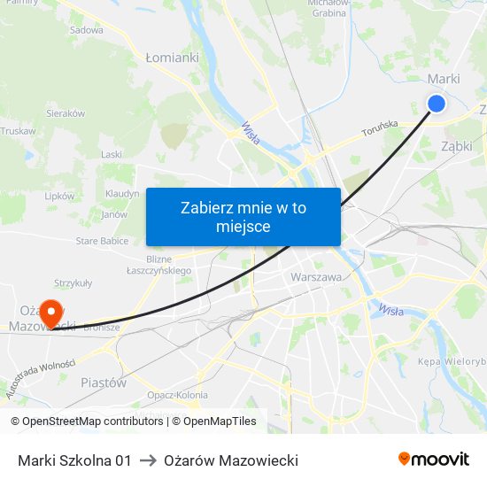 Marki Szkolna to Ożarów Mazowiecki map