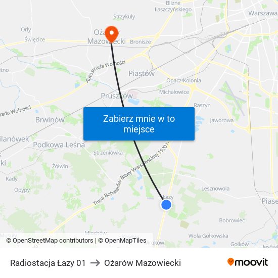 Radiostacja Łazy 01 to Ożarów Mazowiecki map